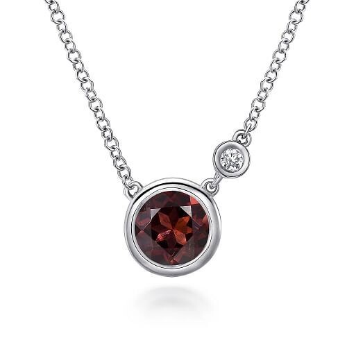 Gabriel NK5241SV5GN Sterling Silver Garnet and Diamond Necklace