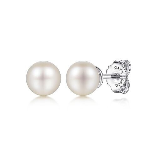 Gabriel EG14633SVJPB Sterling Silver Pearl Stud Earrings