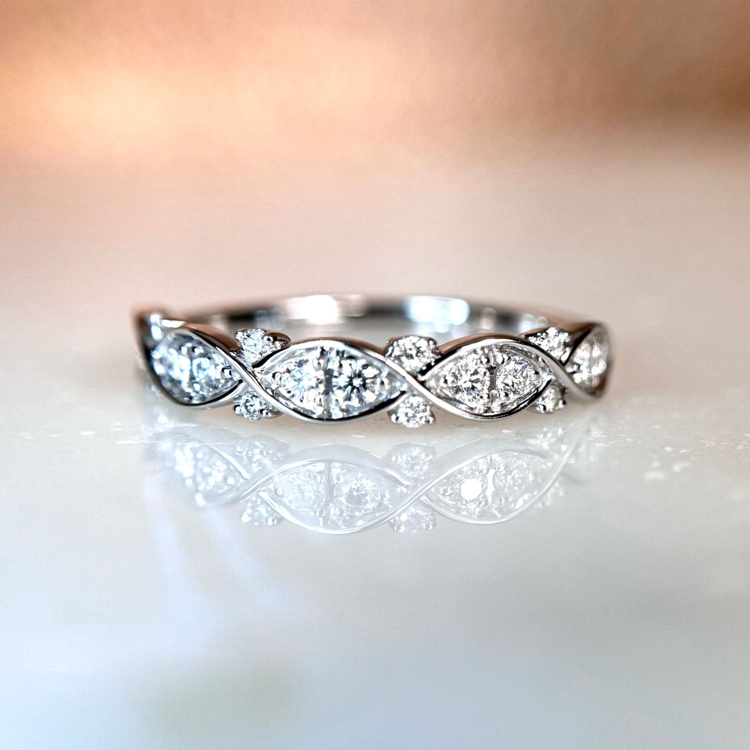 25553835  14k White Gold Diamond Stackable Band