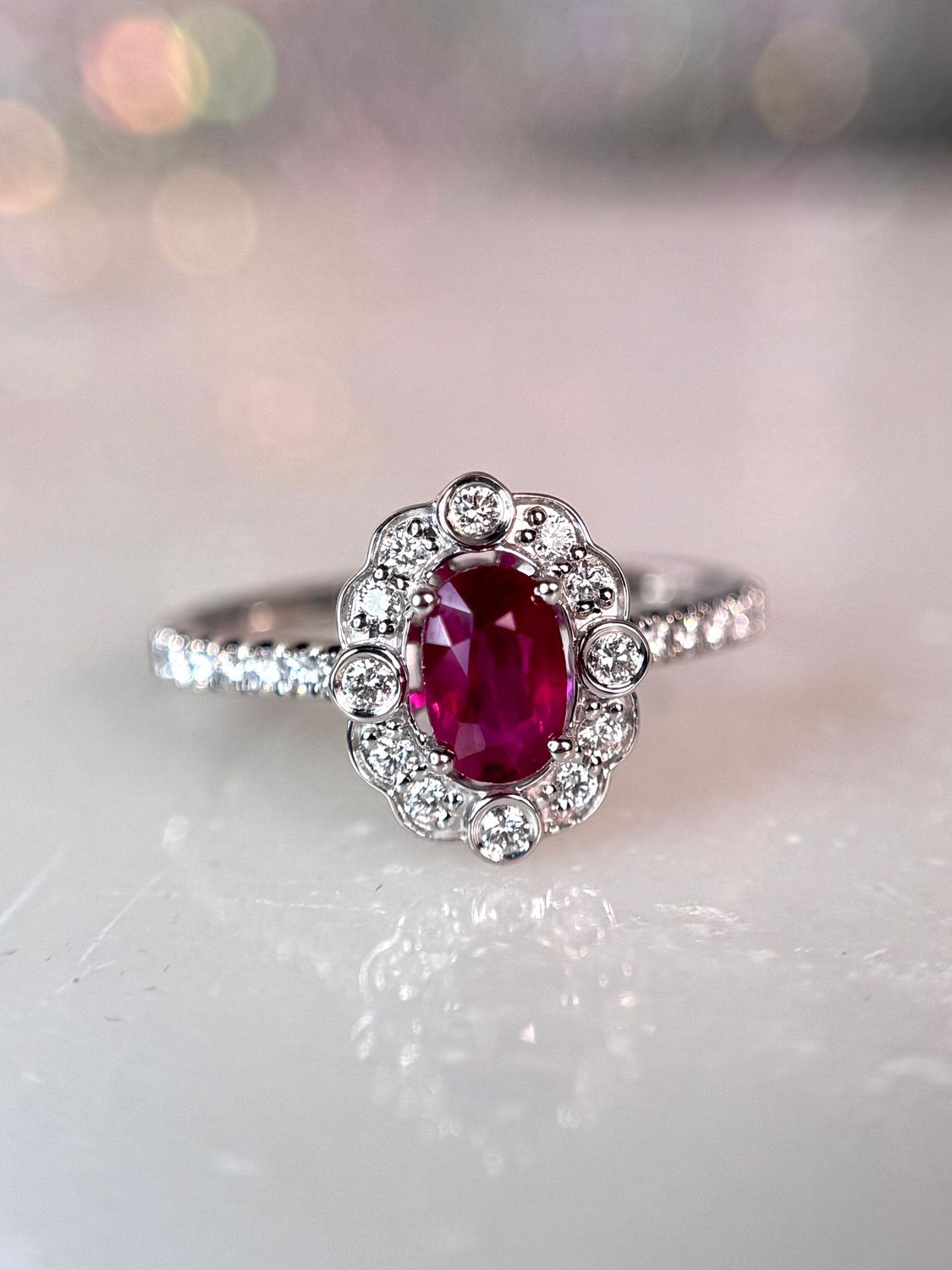 25244708 14k White Gold Ruby & Diamond Halo Ring 25244708 14k White Gold Ruby & Diamond Halo Ring