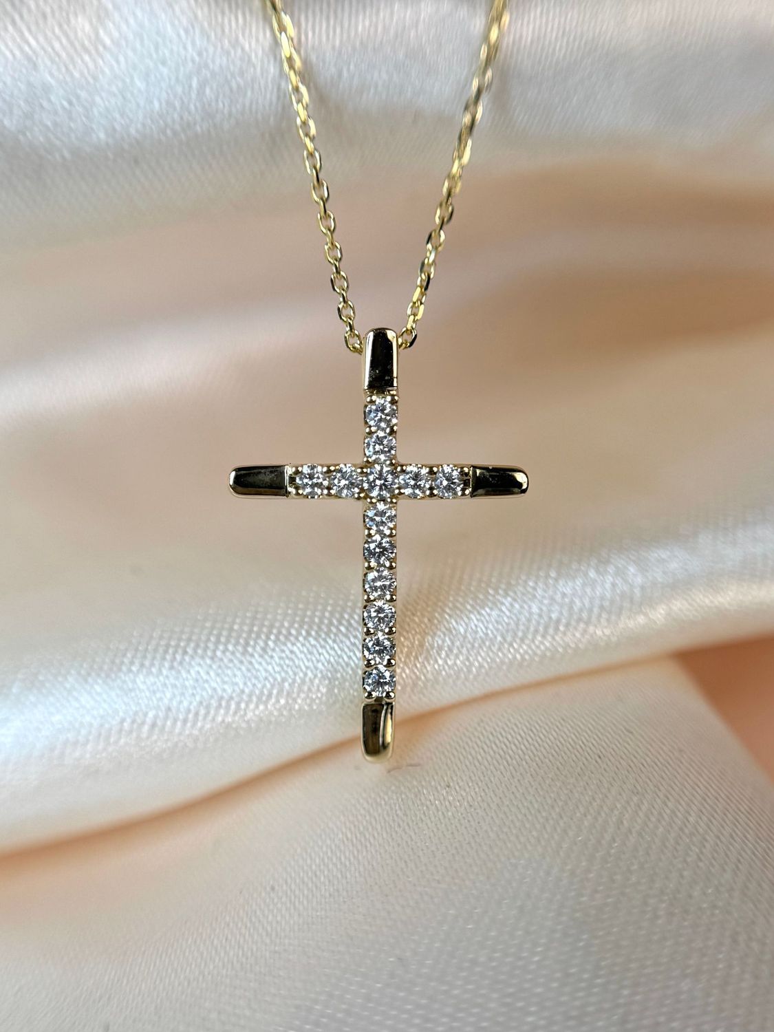 25489949 14k Yellow Gold Diamond Cross Necklace 25489949 14k Yellow Gold Diamond Cross Necklace, With or Without Chain: With Chain