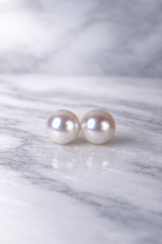 YCH XB085E-PCB  14k White Gold Cultured Pearl Stud Earrings
