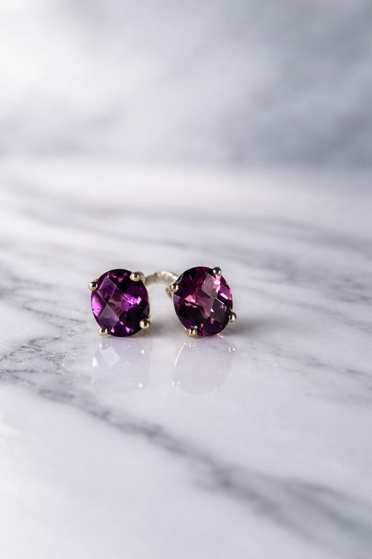 Y00V450EYRD  14k Yellow Gold Rhodolite Garnet Stud Earrings