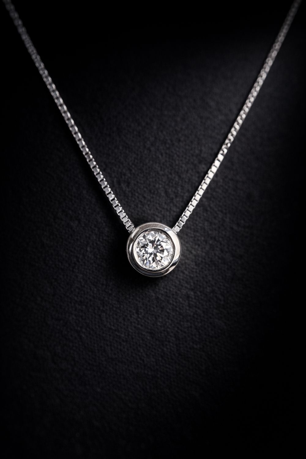 NK109 10k White Gold Diamond Bezel Necklace NK109 10k White Gold Diamond Bezel Necklace