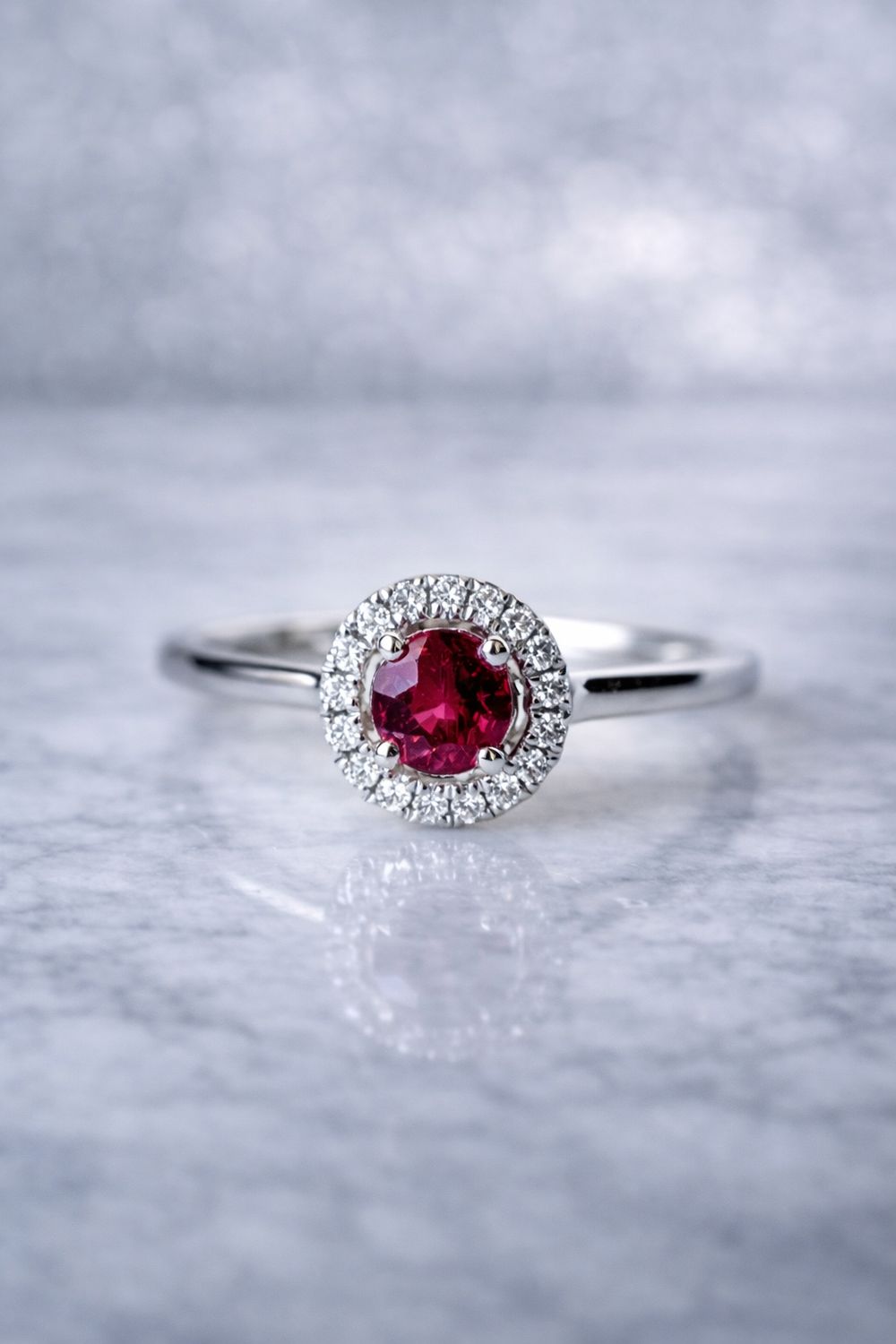 25327040  14k White Gold  Ruby & Diamond Ring