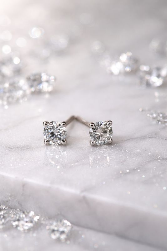 LS25 14k White Gold .25cttw Lab Grown Diamond Stud Earrings