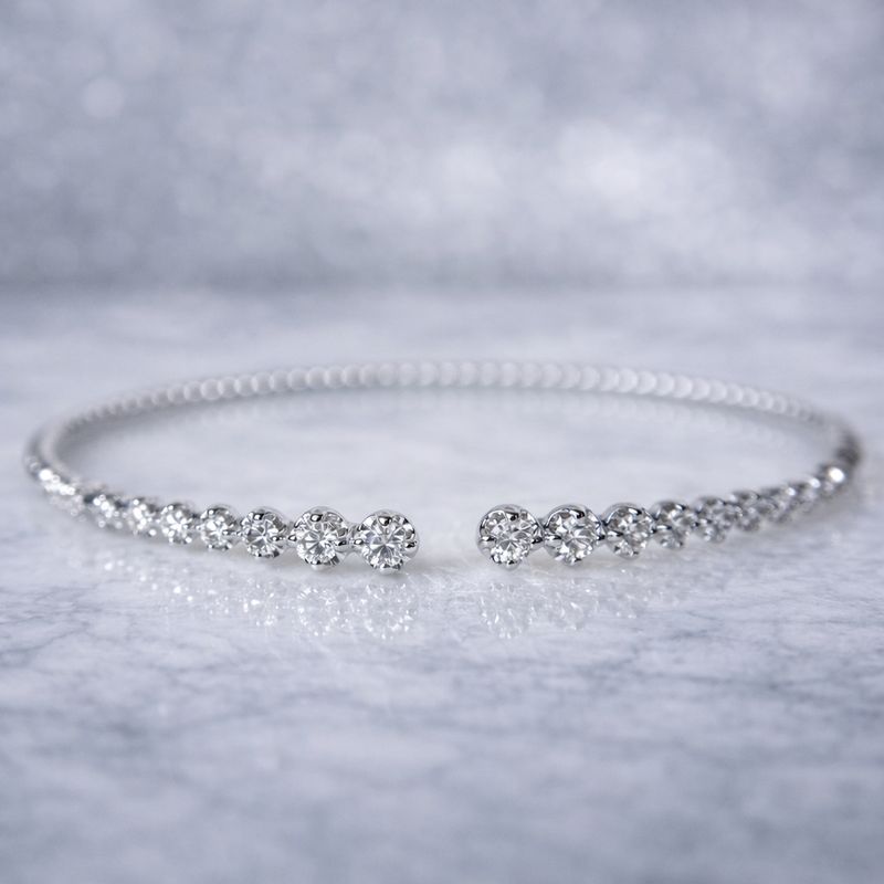 Heera Moti BDD4665 14k White Gold Flexible Diamond Cuff Bracelet Heera Moti BDD4665 14k White Gold Flexible Diamond Cuff Bracelet