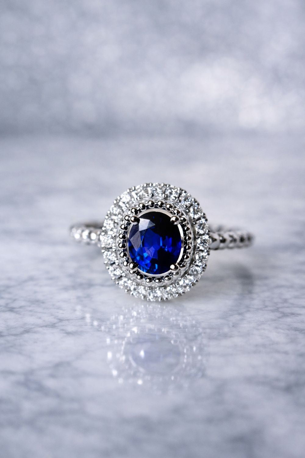 25485723  14k White Gold Sapphire & Diamond Ring