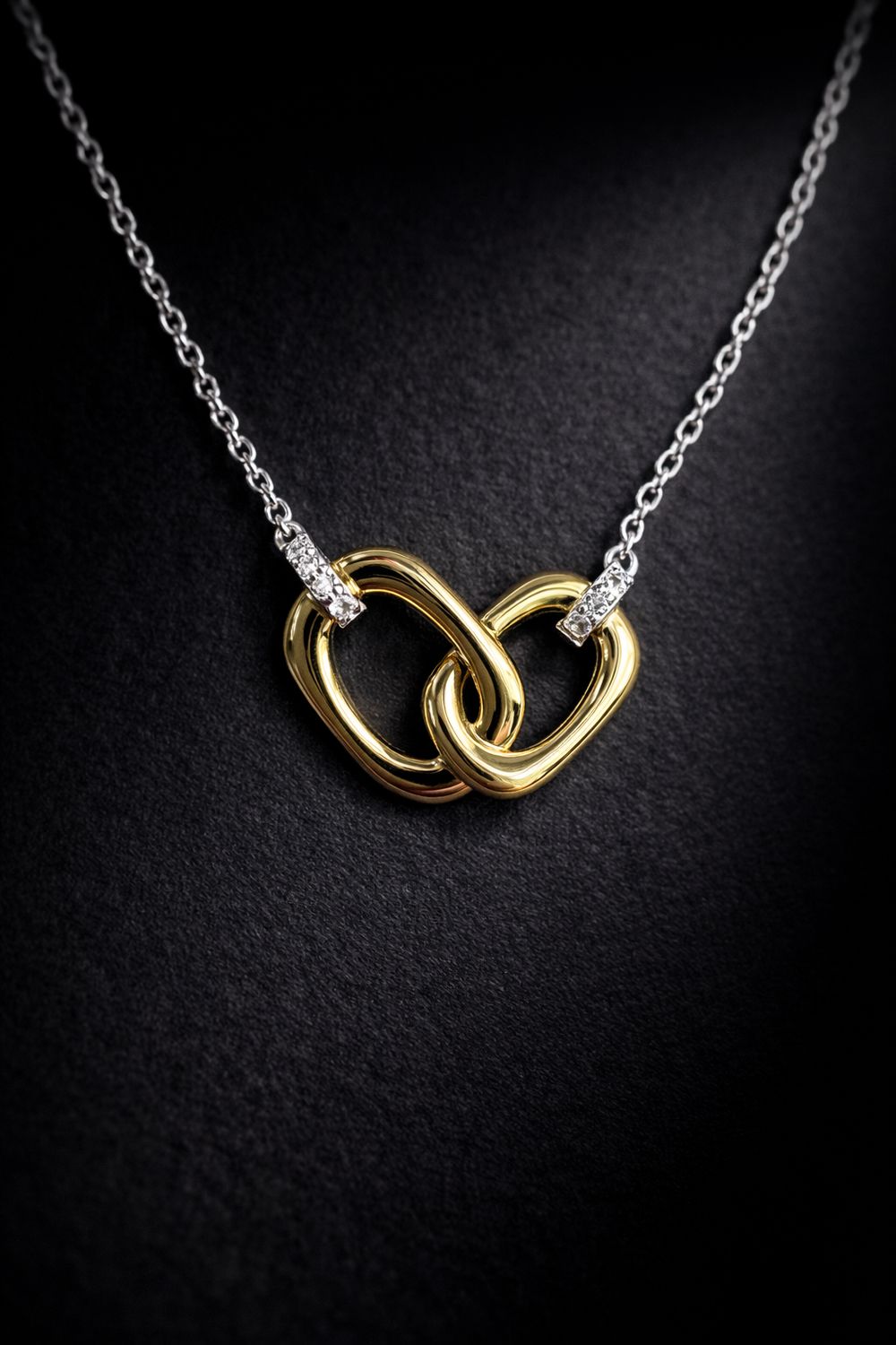 Breuning 61/01549-6  Sterling Silver & Yellow Gold Plated Necklace with White Sapphires