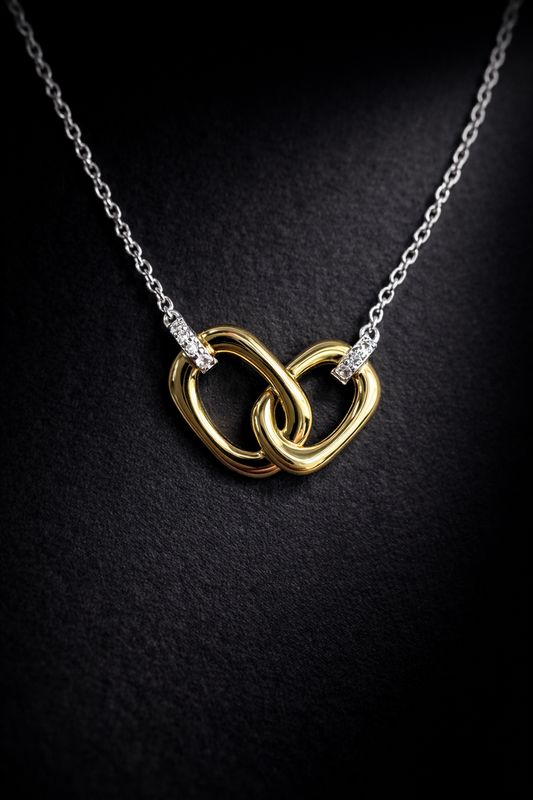 Breuning 61/01549-6  Sterling Silver & Yellow Gold Plated Necklace with White Sapphires