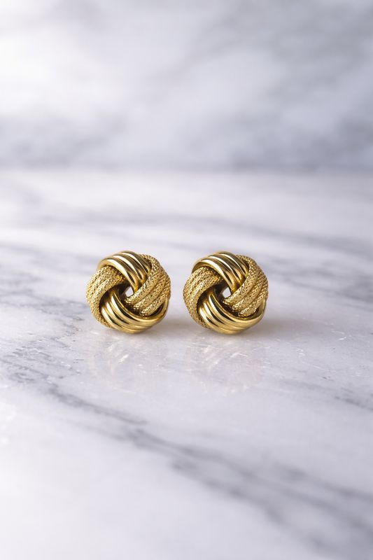CA932  14k Yellow Gold Love Knot Earrings