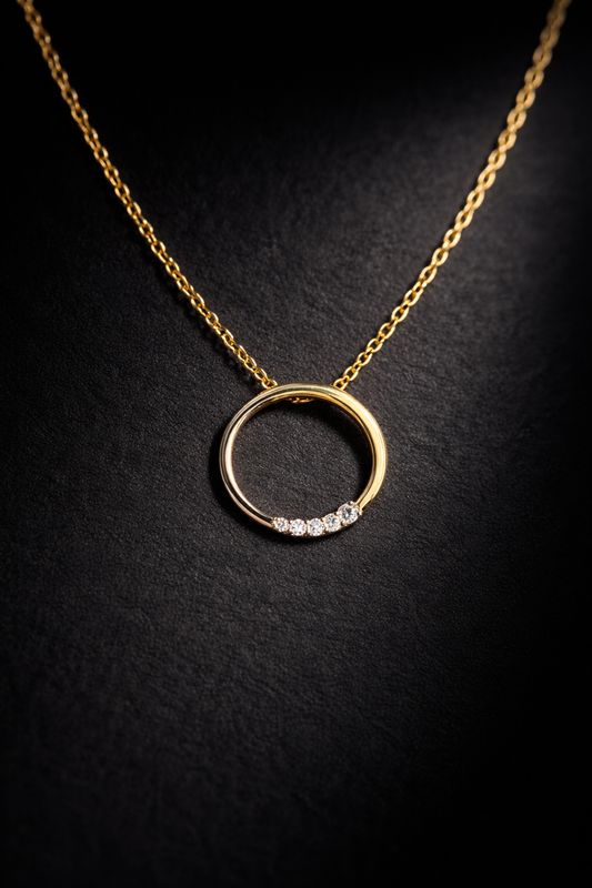 Breuning 61/01470-8  Sterling Silver & Yellow Gold Plated Circle Necklace with White Sapphires