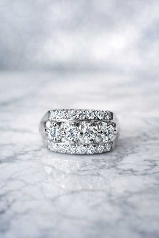 EST301  Estate 14k White Gold Diamond Band