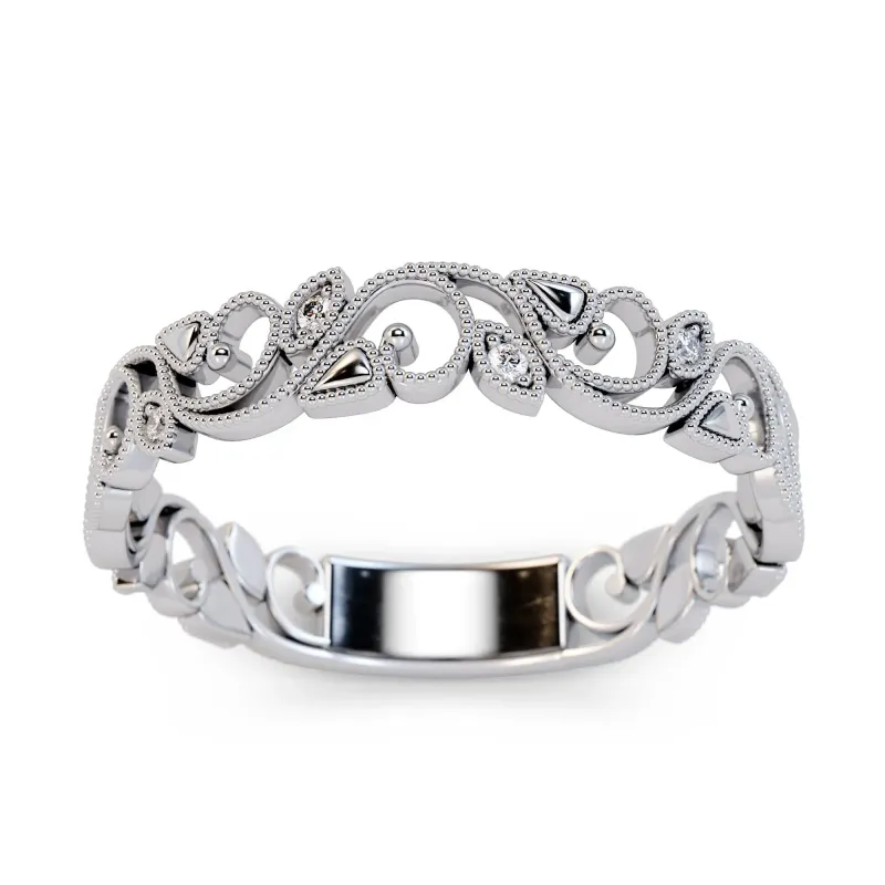 Grandeur R3665  14k White Gold Diamond "Vine" Ring