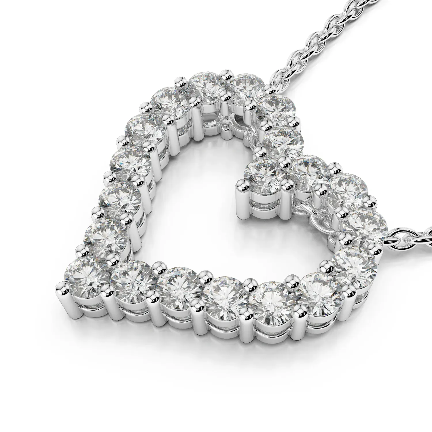 P1322  Grandeur 14k White Gold Lab Grown Diamond Heart Necklace