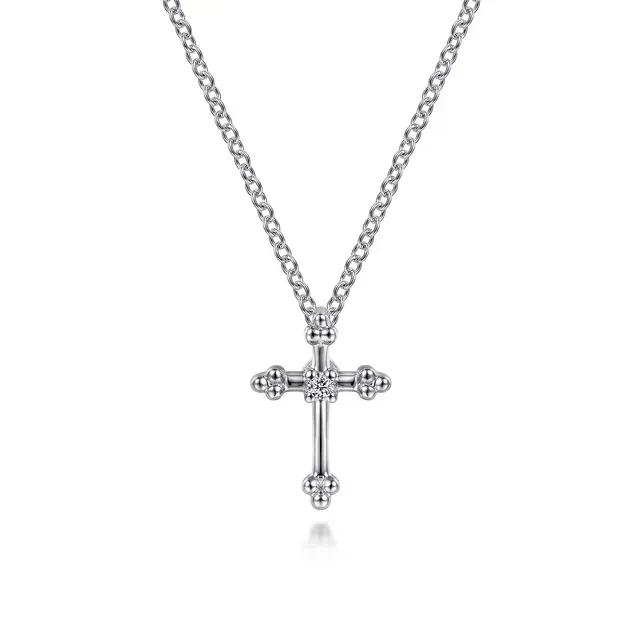 Gabriel NK1695SV5JJ Sterling Silver Diamond Cross Necklace Gabriel NK1695SV5JJ Sterling Silver Diamond Cross Necklace