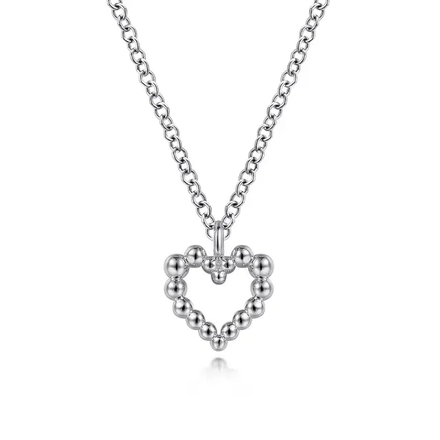 Gabriel NK6463SVJJJ 925-Sterling-Silver-Bujukan-Bead Heart Necklace