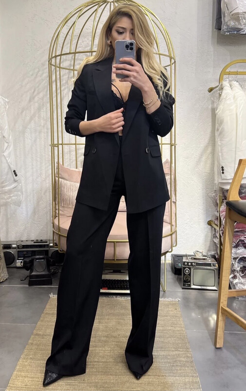 Formal Suit – Blazer &amp; Palazzo Trousers -Black
