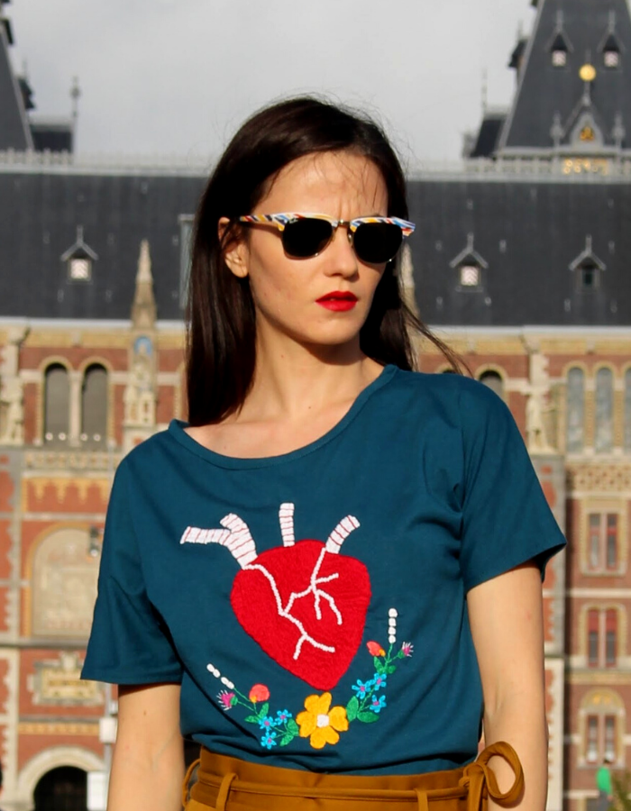 Beating Heart Embroidered T-shirt