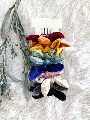 Rainbow Velvet Bow Scrunchies (Set of 10)