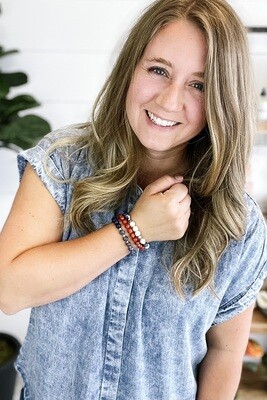 Stackable Stretch Beaded Bracelets - Red, White, & Blue