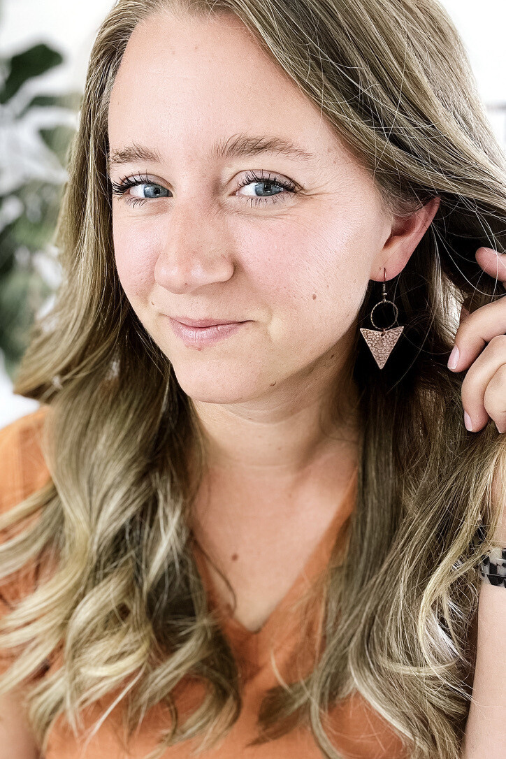 Copper Textured Triangle Earrings
