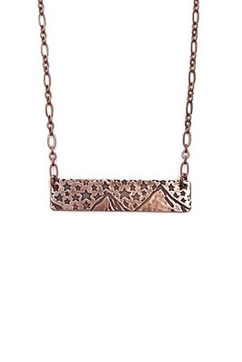 Copper Star and Mountain Bar Necklace