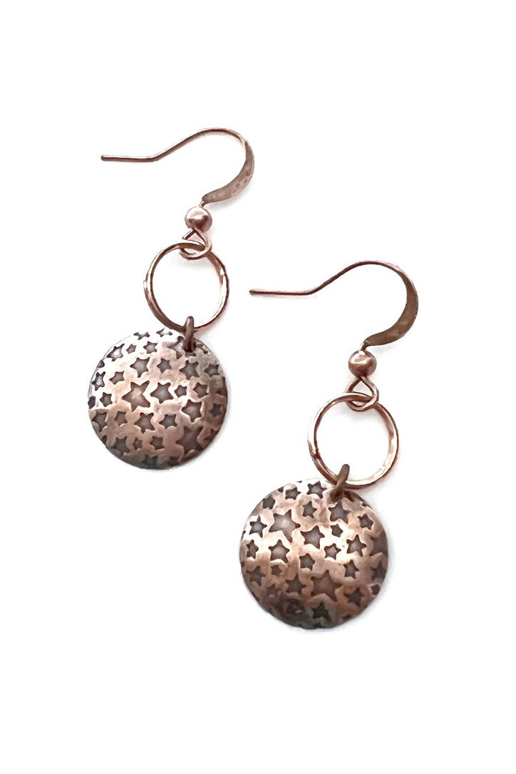 Copper Domed Star Earrings
