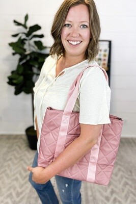 Pink Quilted Carryall Tote