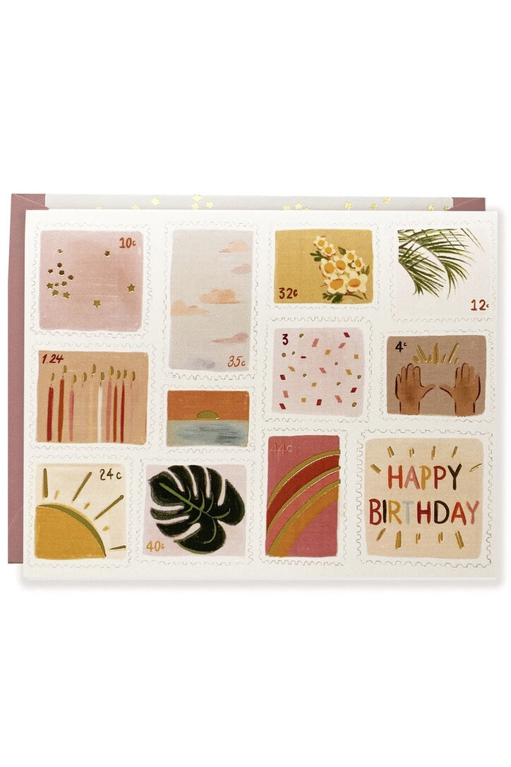 Stamps Happy Birthday Greeting Card