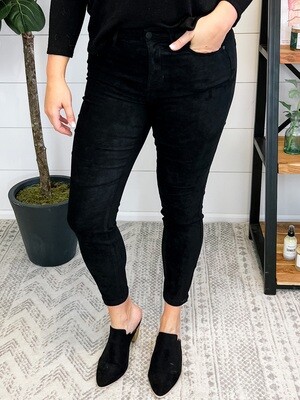 Abby Black Suede Skinny Ankle Pant
