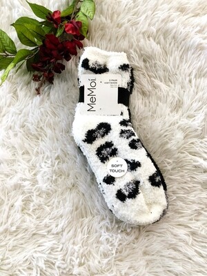 Black Grey Animal Print Fuzzy Socks (3 pair)