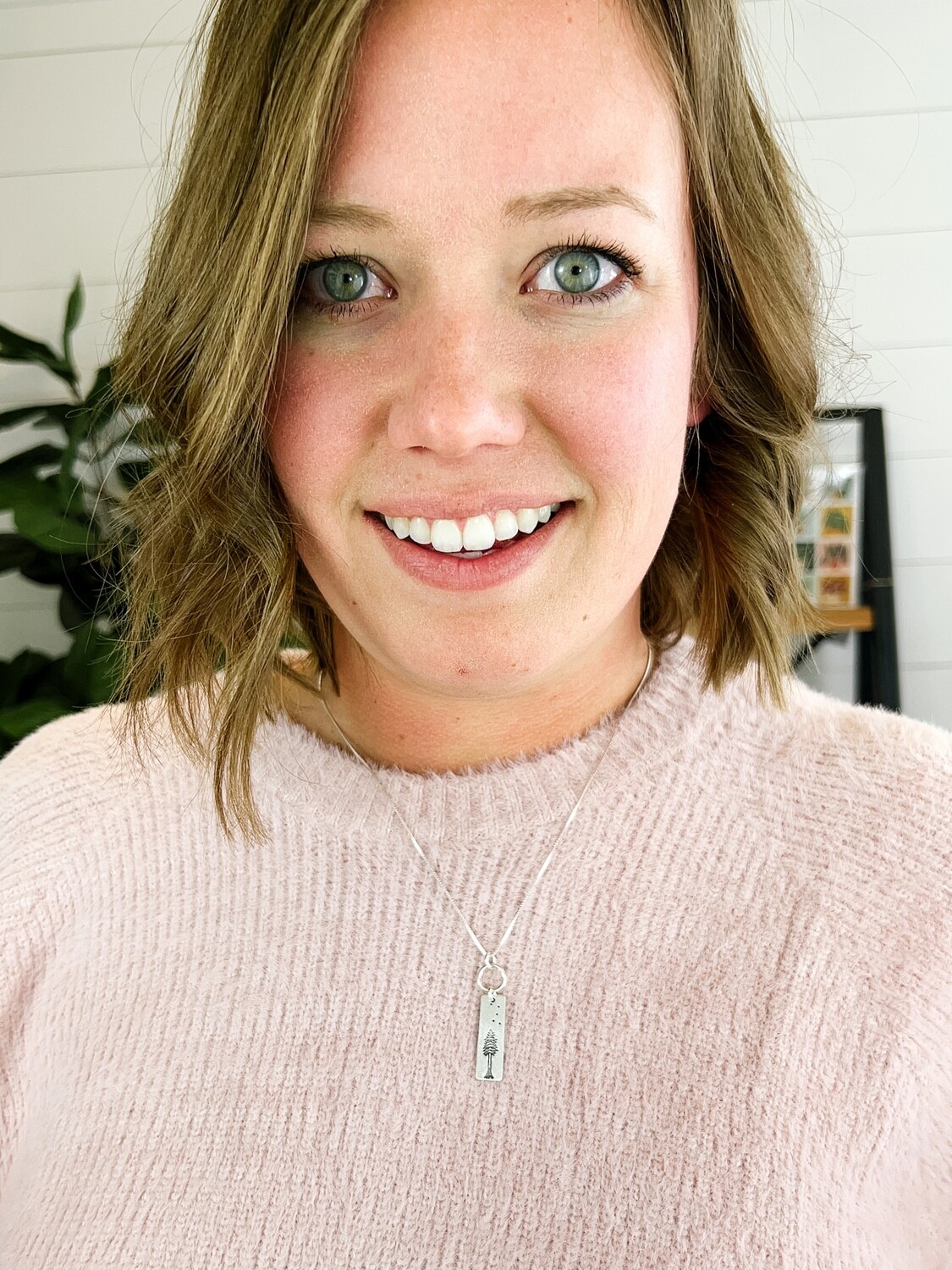 Sterling Silver Redwood Tree Night Sky Bar Necklace Mod Mountain Boutique