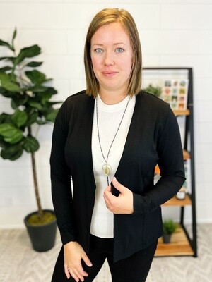 Black Draped Cardigan w/ Ruched Sleeves Black Draped Cardigan w/ Ruched Sleeves
