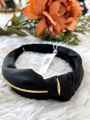 Black Gold Lined Satin Headband
