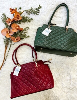 Quilted Handbag w/ Bow Detail Wallet