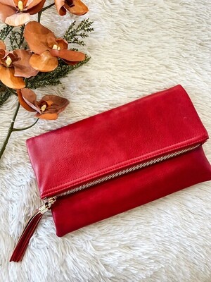 Red Fold Over Clutch w/ Tassel Red Fold Over Clutch w/ Tassel