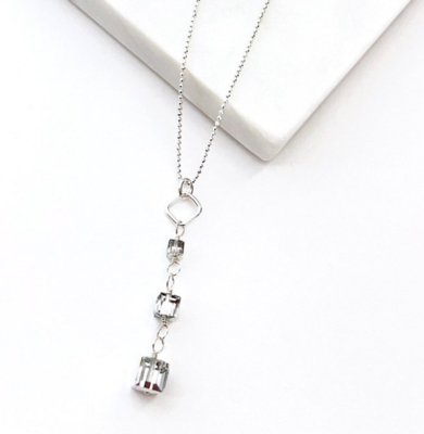 Crystal Comet Square Dangle Necklace Crystal Comet Square Dangle Necklace
