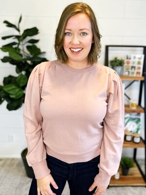 Pale Pink w/ Pleated Shoulder Pullover Pale Pink w/ Pleated Shoulder Pullover