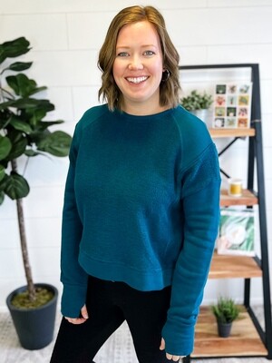 Teal Terry Cloth Mixed Sweatshirt Teal Terry Cloth Mixed Sweatshirt