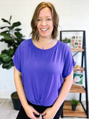 Cobalt w/ Twist Knot Drop Shoulder Top Cobalt w/ Twist Knot Drop Shoulder Top