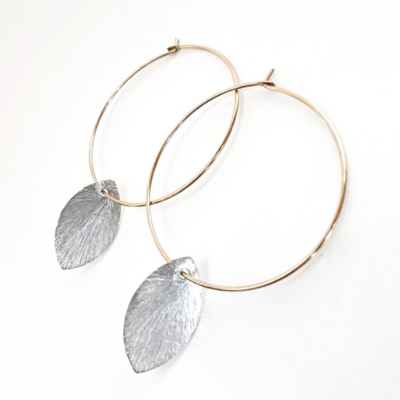 Gold Filled and Sterling Silver Marquise Drop Hoops