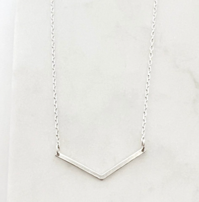 Sterling Silver Wide “V” Bar Necklace