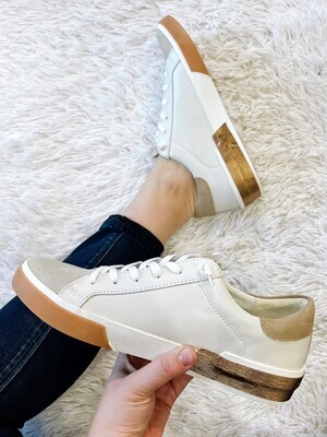 White And Tan Leather Sneaker