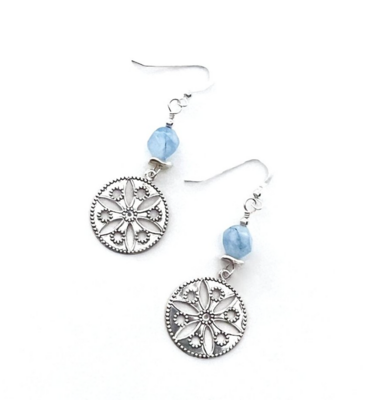 Blue Quartz Open Geometric Earrings