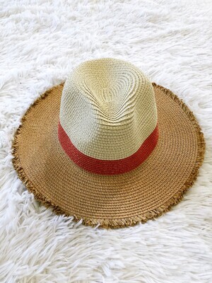 Coral Band Straw Hat