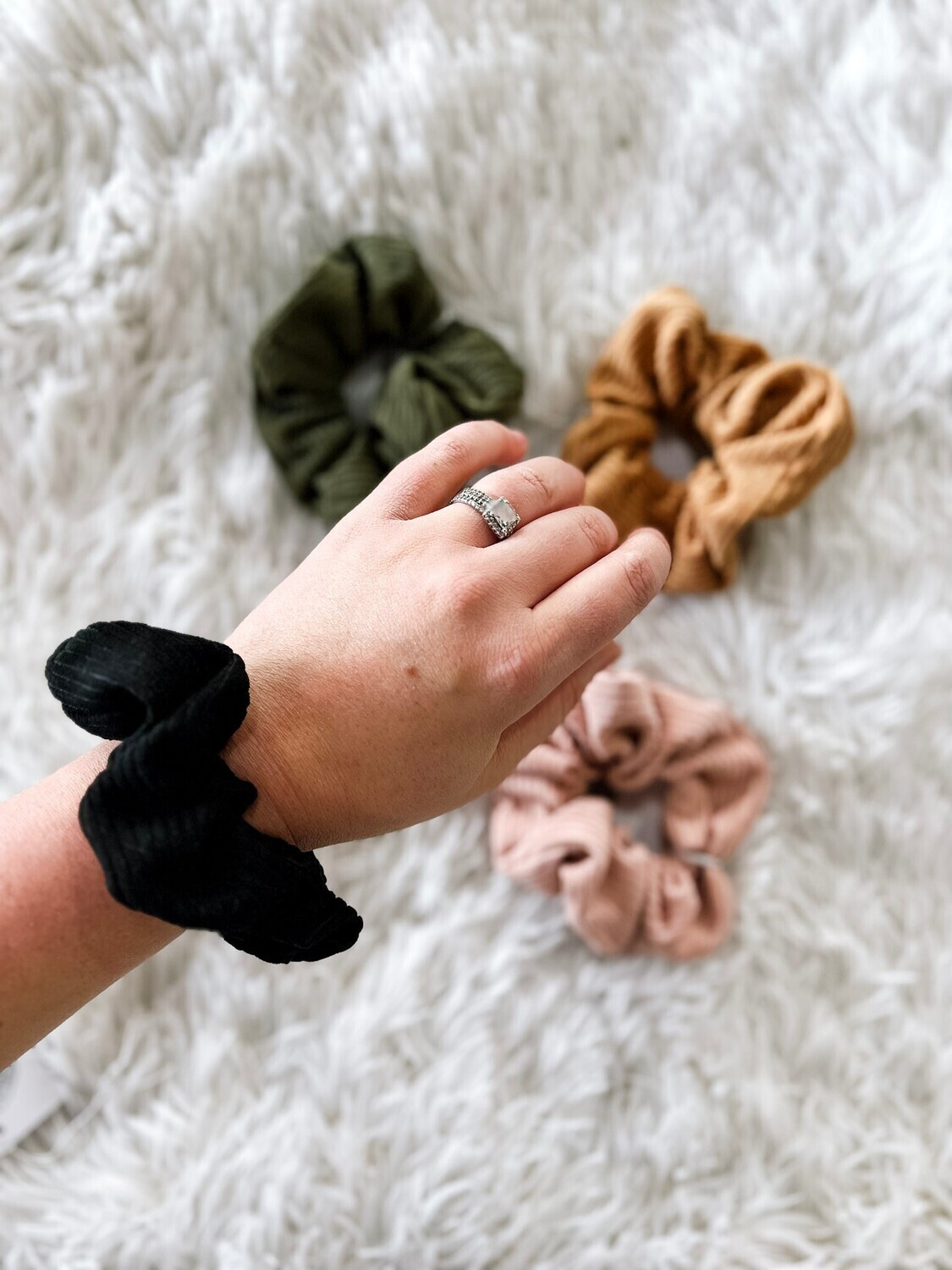 Ribbed Textured Scrunchies
