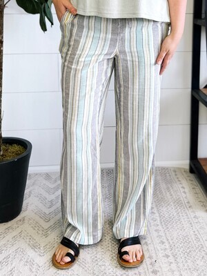Grey & Mint Wide Leg Pant w/ Drawstring Grey & Mint Wide Leg Pant w/ Drawstring