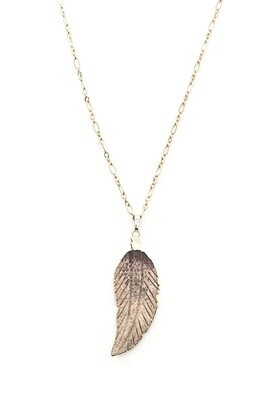 Ocean Jasper Carved Feather Necklace