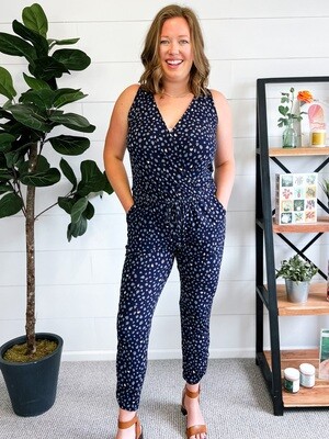 Navy Spotted Jumpsuit